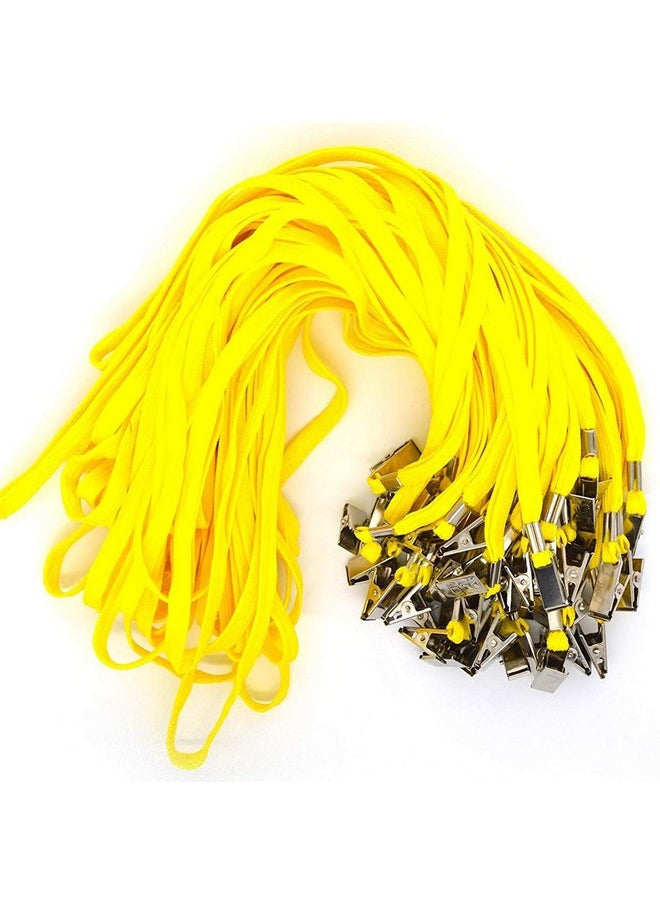 Bird Fiy 50 Pcs Lanyard Bulldog Clip 32Inch Flat Braid Neck Lanyard For Id Cards/Badges (Yellow)  - Image 1