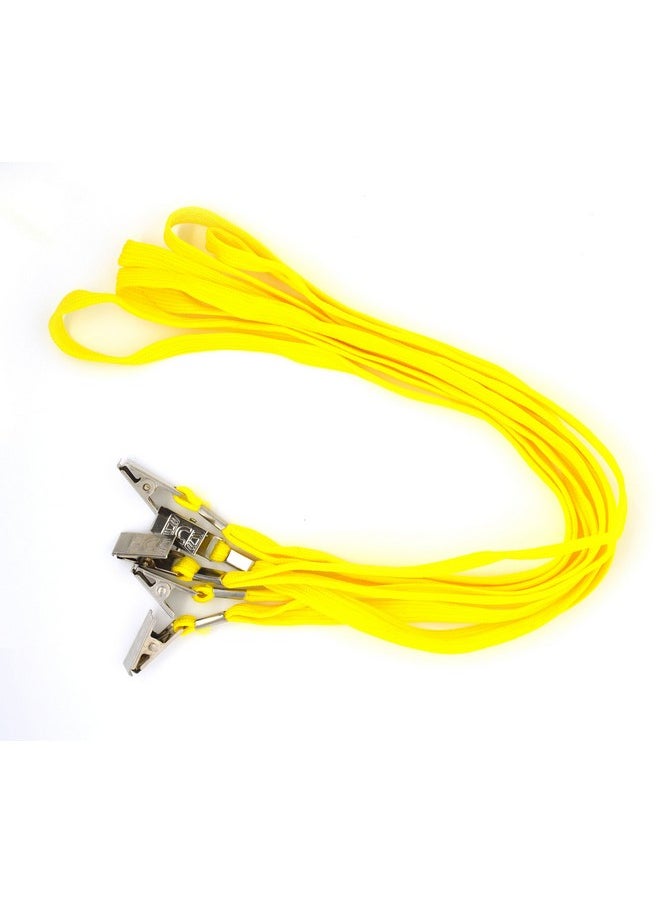 Bird Fiy 50 Pcs Lanyard Bulldog Clip 32Inch Flat Braid Neck Lanyard For Id Cards/Badges (Yellow)  - Image 2