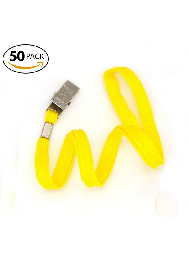 Bird Fiy 50 Pcs Lanyard Bulldog Clip 32Inch Flat Braid Neck Lanyard For Id Cards/Badges (Yellow)  - Image 3