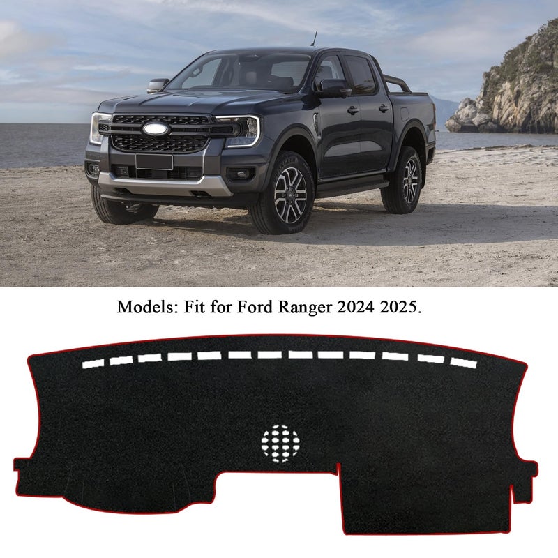 Generic Rifoda Dash Board Cover Fit for Ford Ranger 2024 2025 Dashboard Cover Mat Non-Slip Pad Carpet Sunshield Protector (Black Edge)  - Image 2