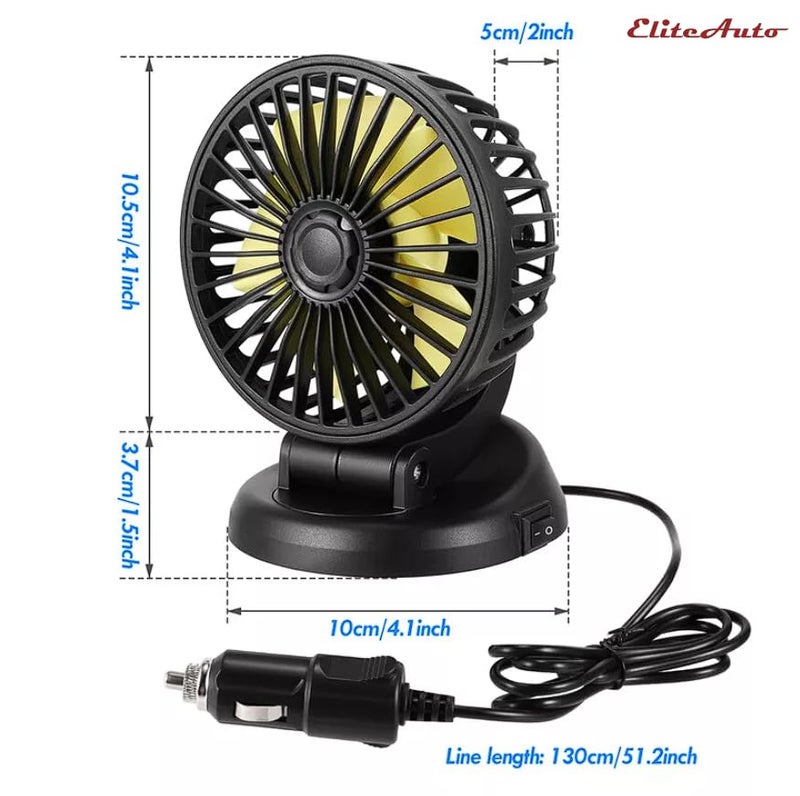 EliteAuto 12V DC High Speed Low Noise Telescopic Adjustment Car Fan for Dashboard 360 Degree Rotatable Single Head Powerfull Speed Turbine Shape Cooling Air Fan (Copper Motor) - Image 5