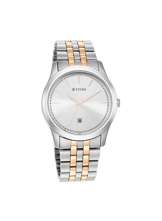 تيتان Men Analog Display Watch With Silver and Rose Gold Stainless Steel Strap - 1823KM02