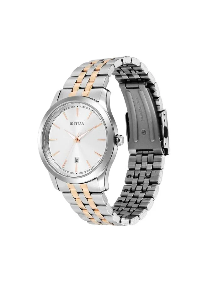 TITAN Men Analog Display Watch With Silver and Rose Gold Stainless Steel Strap - 1823KM02