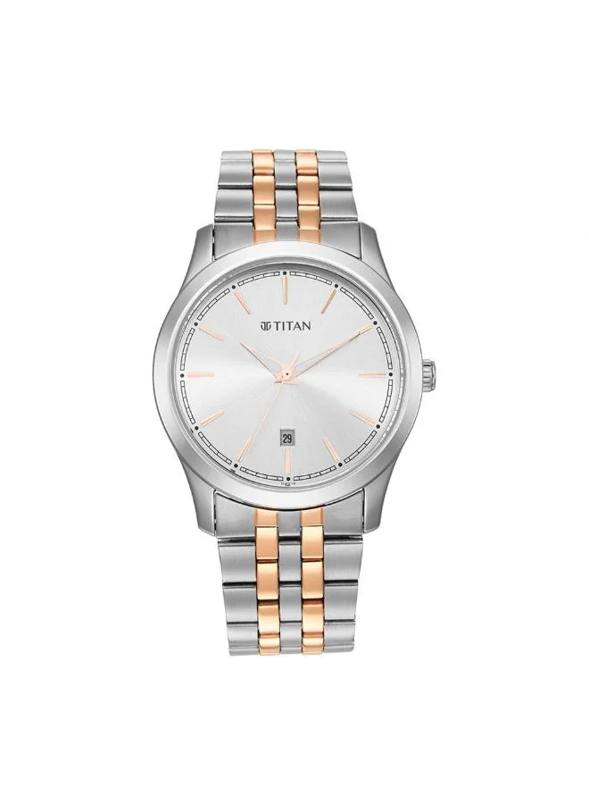 تيتان Men Analog Display Watch With Silver and Rose Gold Stainless Steel Strap - 1823KM02