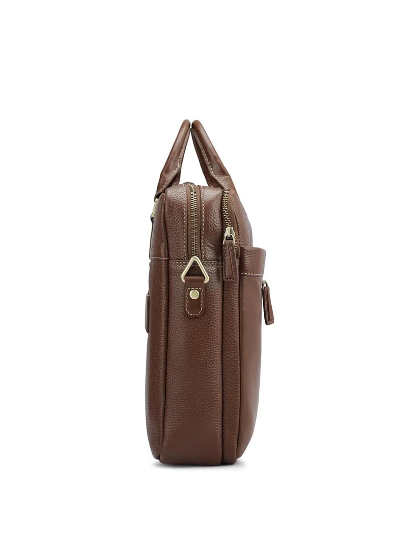 Da Milano Da Milano Genuine Leather Brown Laptop Bag