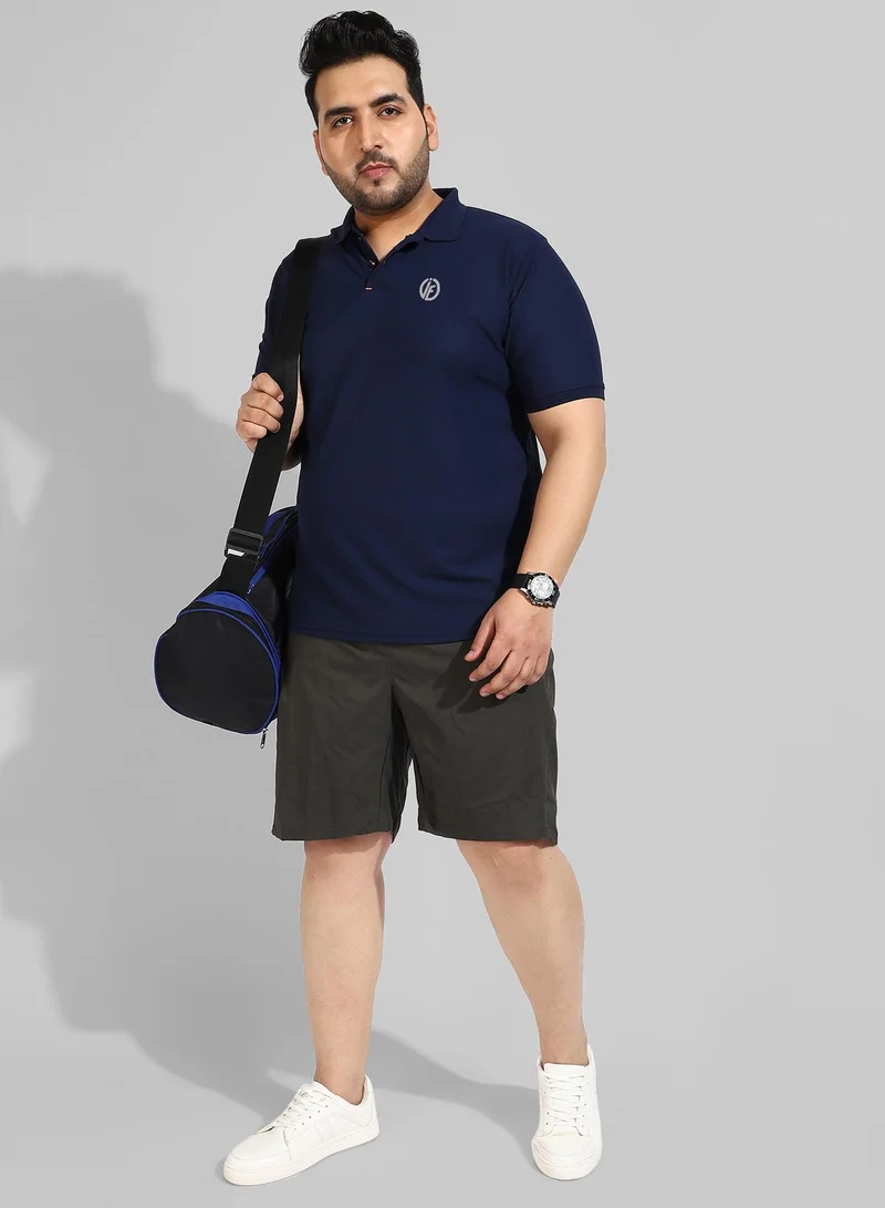 Instafab Plus Men's Solid Navy Blue Regular Fit Activewear T-Shirt