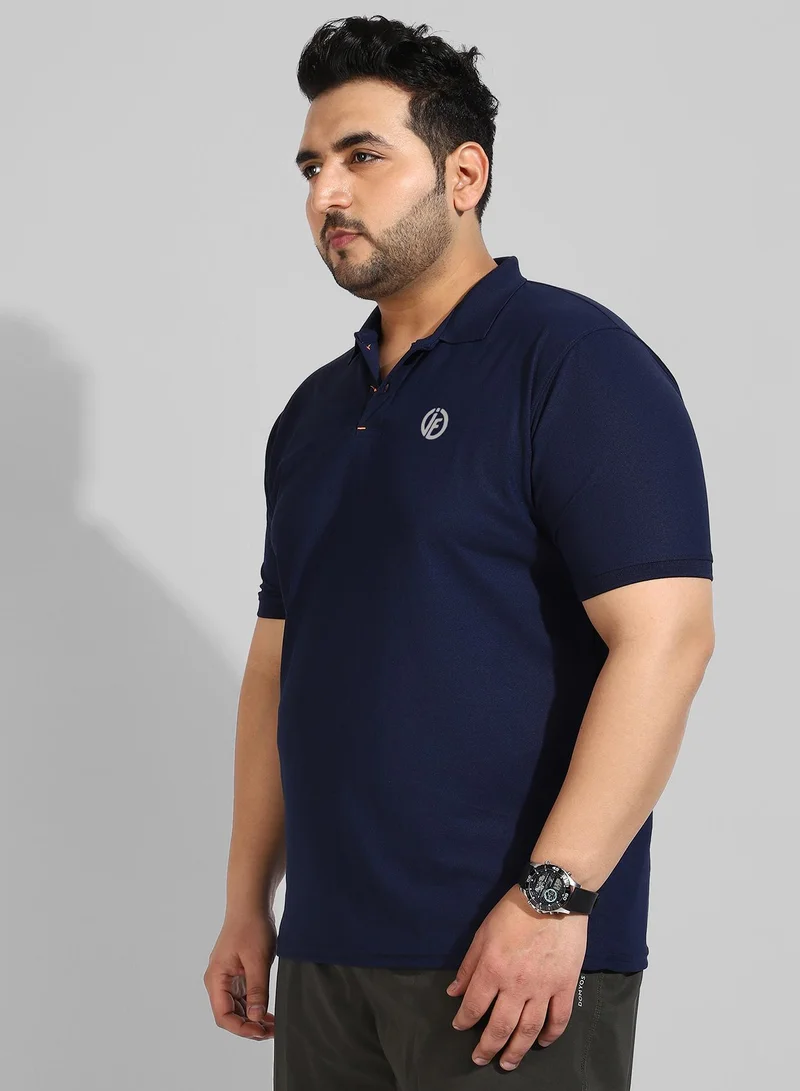 Instafab Plus Men's Solid Navy Blue Regular Fit Activewear T-Shirt