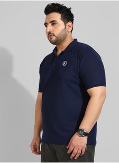 Instafab Plus Men's Solid Navy Blue Regular Fit Activewear T-Shirt  - Image 3