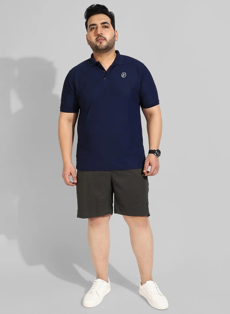 Instafab Plus Men's Solid Navy Blue Regular Fit Activewear T-Shirt