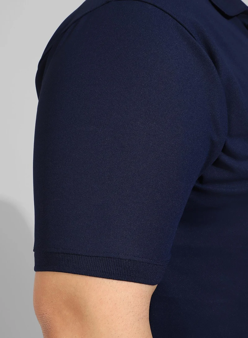 Instafab Plus Men's Solid Navy Blue Regular Fit Activewear T-Shirt