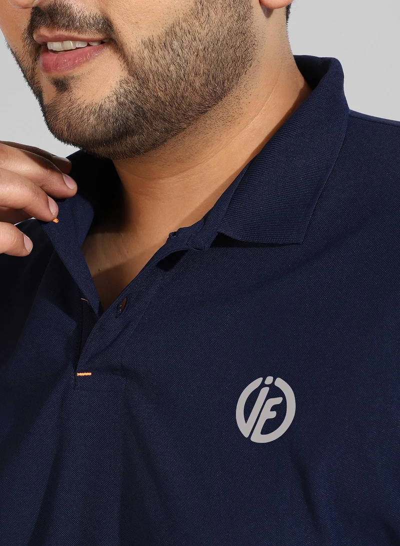 Instafab Plus Men's Solid Navy Blue Regular Fit Activewear T-Shirt