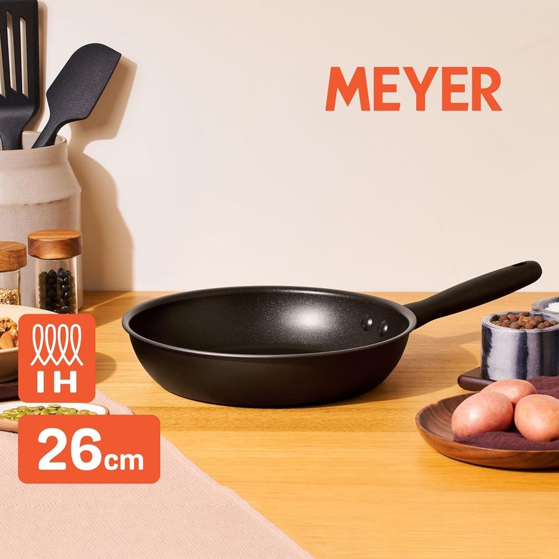 Meyer Midnight Hard Anodized Aluminium Non Stick Frypan | Frying Pan | Omlette pan | Fry pan with Stick Handle | Egg Pan | Gas and Induction Compatible, 26cm/ 2.61 Liters - Image 3