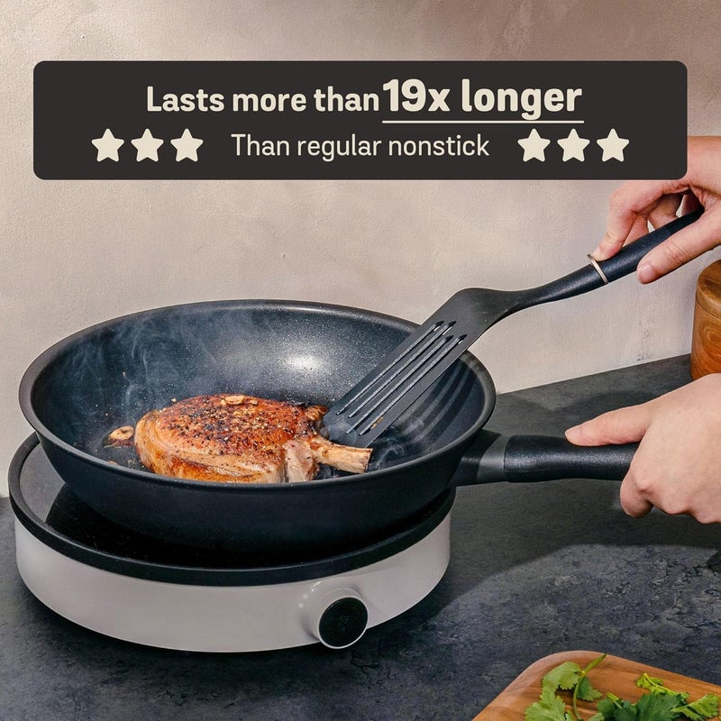 Meyer Midnight Hard Anodized Aluminium Non Stick Frypan | Frying Pan | Omlette pan | Fry pan with Stick Handle | Egg Pan | Gas and Induction Compatible, 26cm/ 2.61 Liters - Image 5