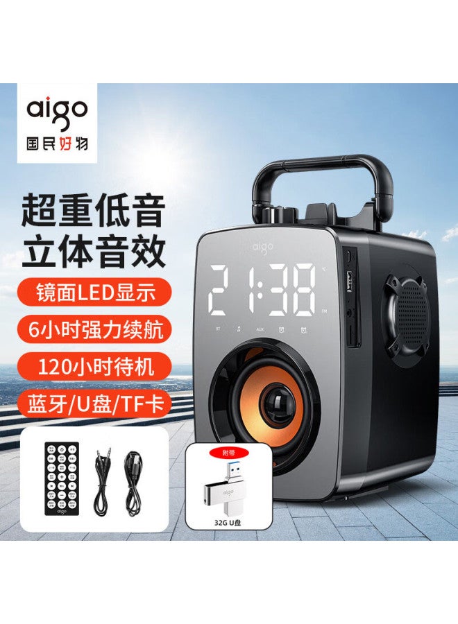 aigo Wireless Bluetooth Speaker Outdoor Square Dance Audio Large Volume Portable Bass Speaker Premium Edition Display Screen - Image 2