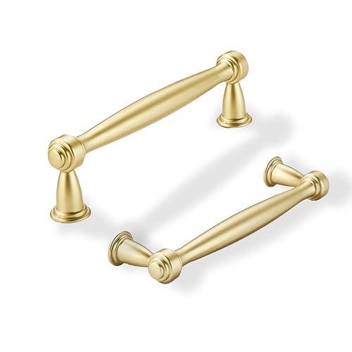 khtumeware 10 Pack 312 Inch89mm Brushed Gold Cabinet Pulls Matte Gold Kitchen Cabinet Handles Kitchen Cabinet Hardware for Cupboard Drawer Handles Dresser Pulls - Image 1