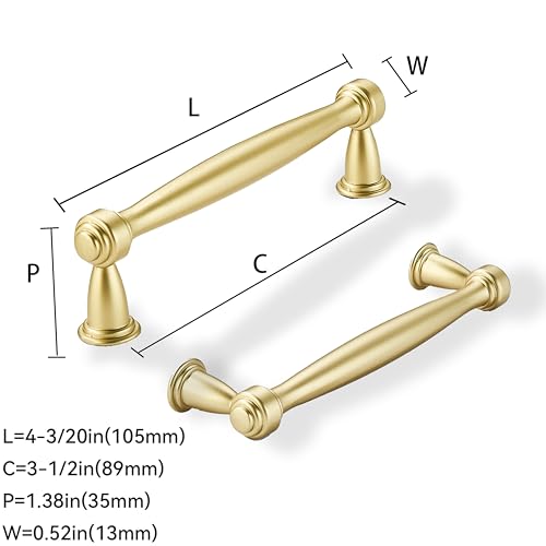 khtumeware 10 Pack 312 Inch89mm Brushed Gold Cabinet Pulls Matte Gold Kitchen Cabinet Handles Kitchen Cabinet Hardware for Cupboard Drawer Handles Dresser Pulls - Image 3
