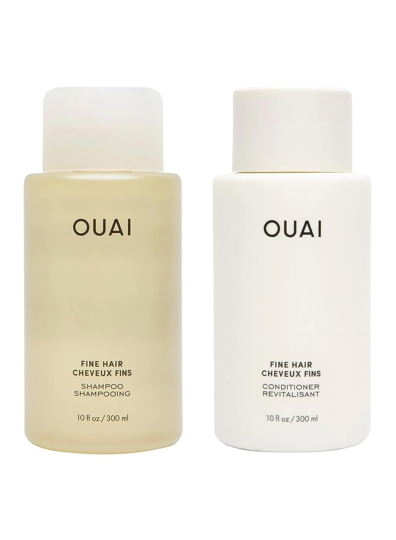 OUAI Fine Shampoo + Conditioner Set. Free from Sulfates. 10 oz Each. - Image 1