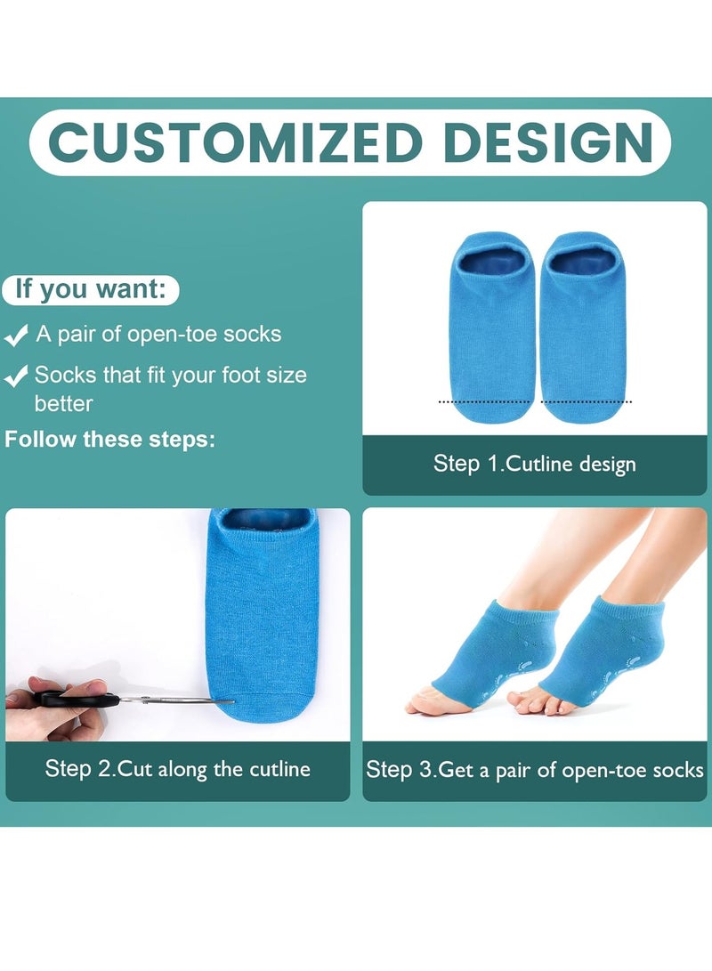 1Pair Blue Moisturize Soften Repair Cracked Skin Moisturizing Treatment Full Gel Jojoba Oil Vitamin E Spa Socks - Image 5