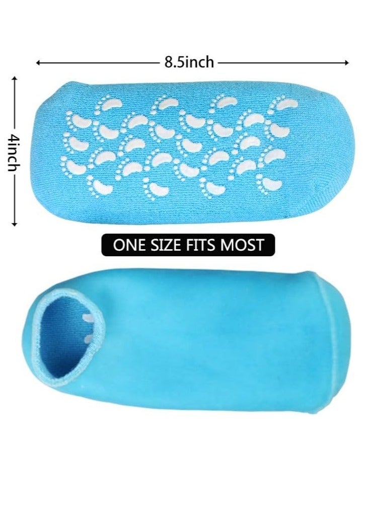 1Pair Blue Moisturize Soften Repair Cracked Skin Moisturizing Treatment Full Gel Jojoba Oil Vitamin E Spa Socks - Image 2