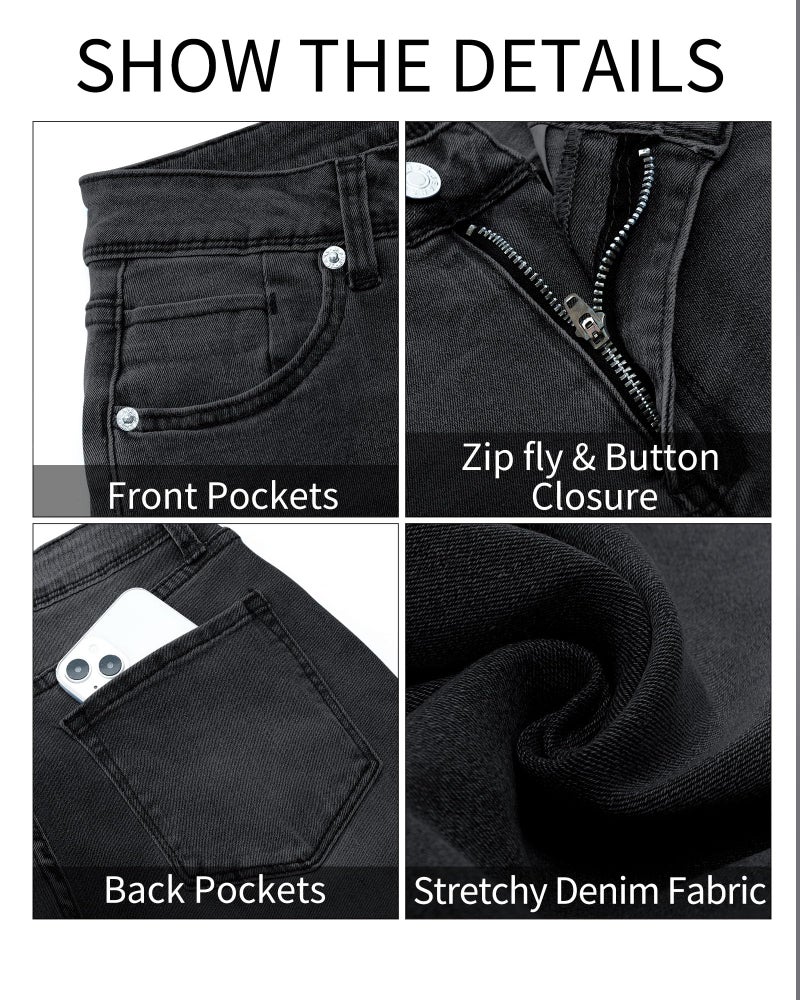 GRAPENT Womens Jeans Stretchy High Rise Stretch Jeans Cowgirl Jeans Black Jeggings with Pockets Color Washed Black Medium Size 8-10 - Image 5