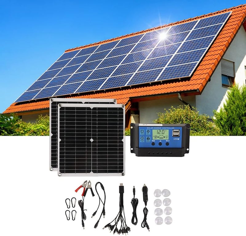 50W Solar Panel Kit With 60A Controller And 2 USB Outputs For RV Camping Blackout - Image 3