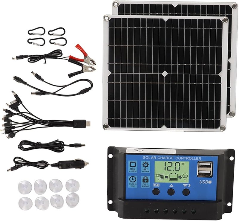 50W Solar Panel Kit With 60A Controller And 2 USB Outputs For RV Camping Blackout - Image 4