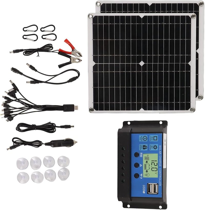 50W Solar Panel Kit With 60A Controller And 2 USB Outputs For RV Camping Blackout - Image 5