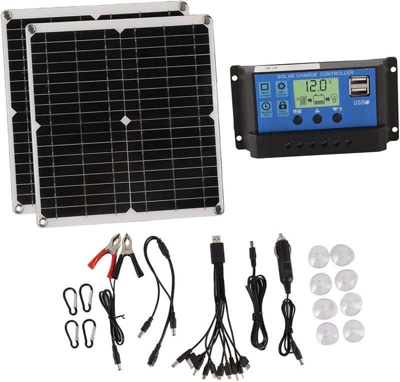 50W Solar Panel Kit With 60A Controller And 2 USB Outputs For RV Camping Blackout - Image 2