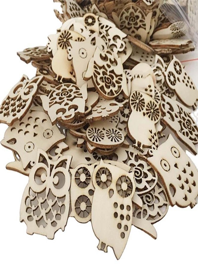 JANOU 50pcs Mini Owl Wood Cutouts DIY Crafts Owl Bird Unfinished Wooden Tags Ornaments for Wedding Birthday Party Decoration (Randow Styles) - Image 1