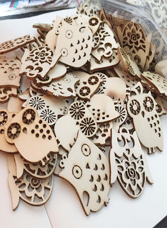 JANOU 50pcs Mini Owl Wood Cutouts DIY Crafts Owl Bird Unfinished Wooden Tags Ornaments for Wedding Birthday Party Decoration (Randow Styles) - Image 4