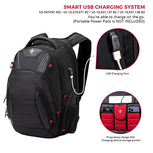 Swissdigital Design Travel Backpack for men, TSA Friendly USB Charging RFID Protection Business Backpack Fits 15.6" Laptops Black | J14-BR - Image 2