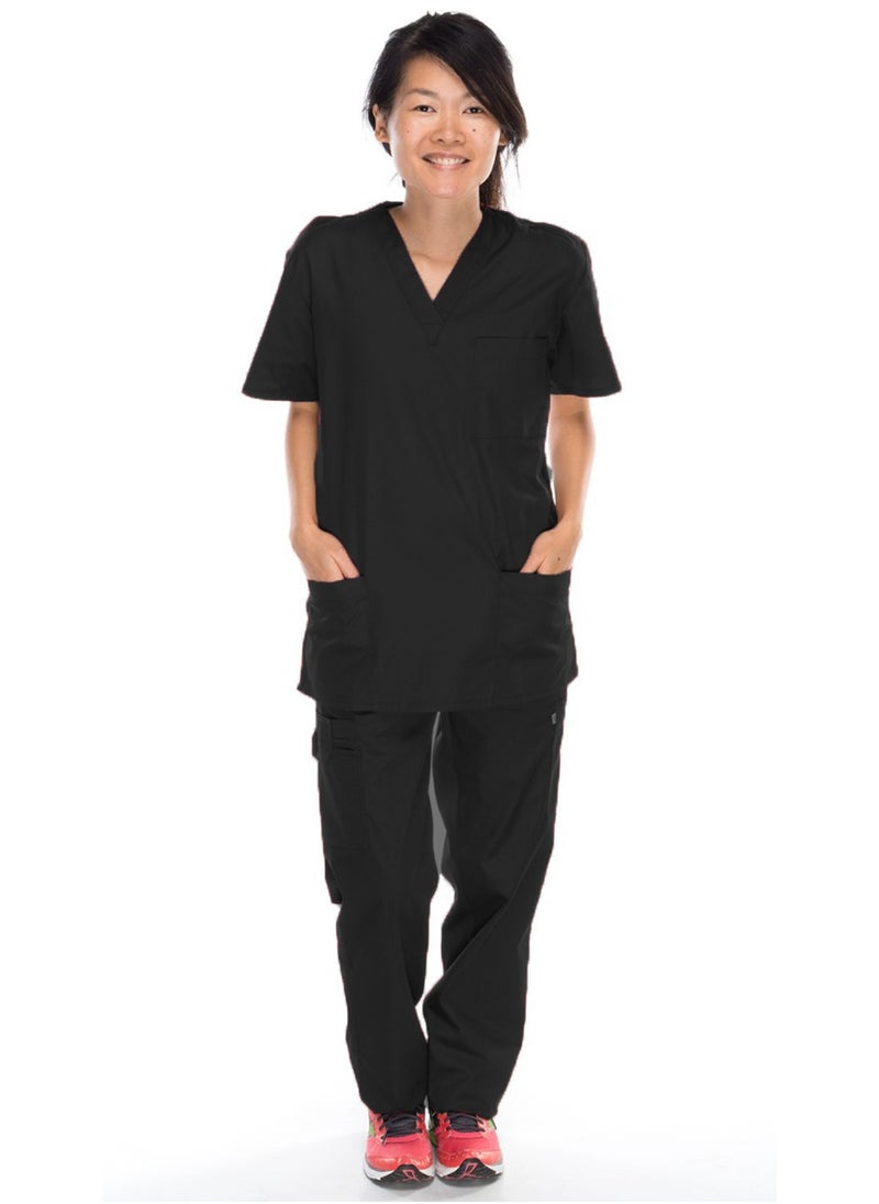 Meridian Meridian Classic Cargo Scrub Set - Comfortable and Stylish Unisex Medical Uniform with Cargo Pants and V-Neck Top. Ideal for Healthcare Professionals. Durable, Functional.  - Image 1