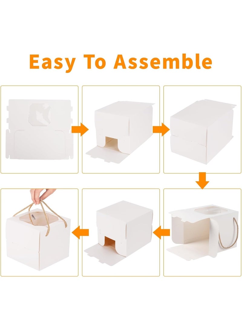 Bukela White Cake Box With Window From , 20 Pieces, Baked Goods Box With Cake Boards And Handles, Suitable For Packing 3-Inch Or 4-Inch Biscuit Tins,  Paper Gift Box For Pastries, Cookies, Pies, Doughnuts And Macarons. - Image 3