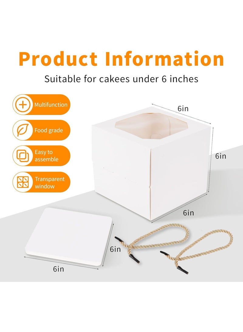 Bukela White Cake Box With Window From , 20 Pieces, Baked Goods Box With Cake Boards And Handles, Suitable For Packing 3-Inch Or 4-Inch Biscuit Tins,  Paper Gift Box For Pastries, Cookies, Pies, Doughnuts And Macarons. - Image 2