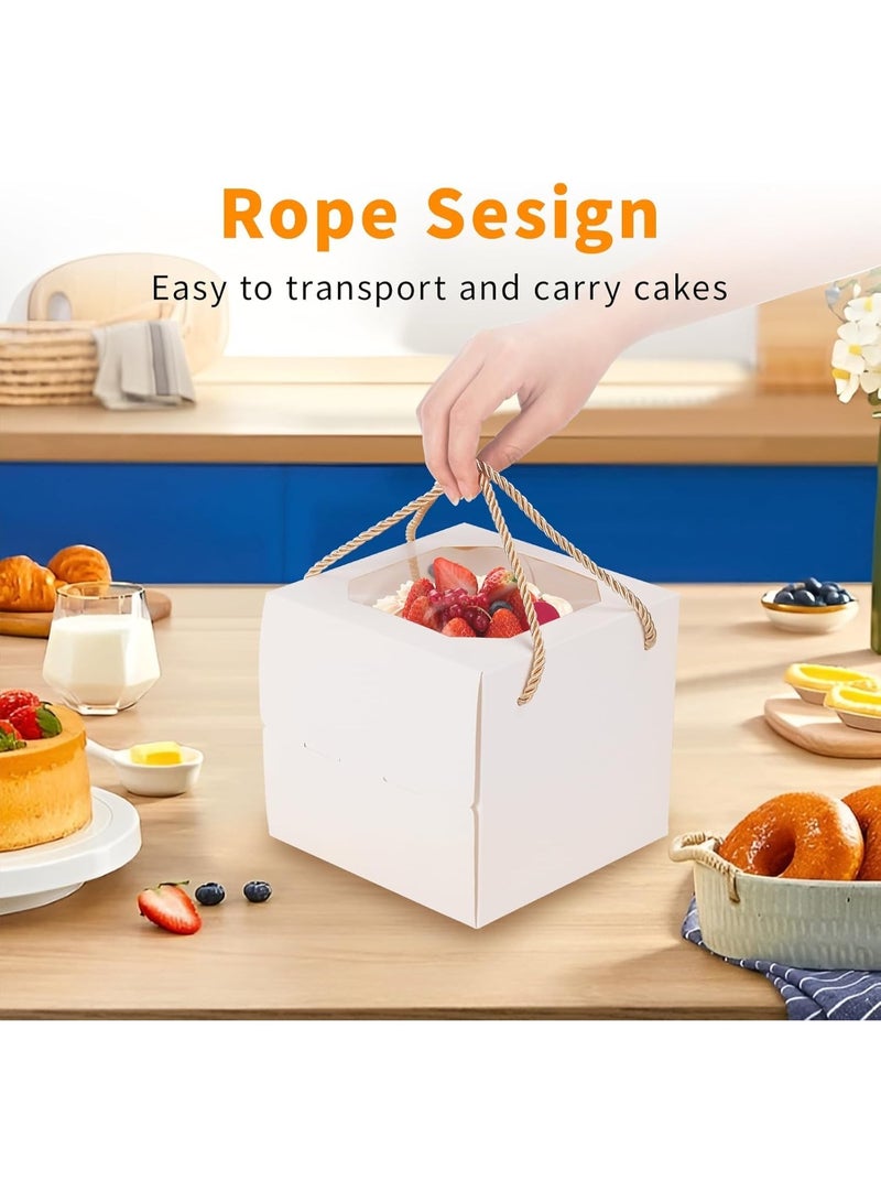 Bukela White Cake Box With Window From , 20 Pieces, Baked Goods Box With Cake Boards And Handles, Suitable For Packing 3-Inch Or 4-Inch Biscuit Tins,  Paper Gift Box For Pastries, Cookies, Pies, Doughnuts And Macarons. - Image 4