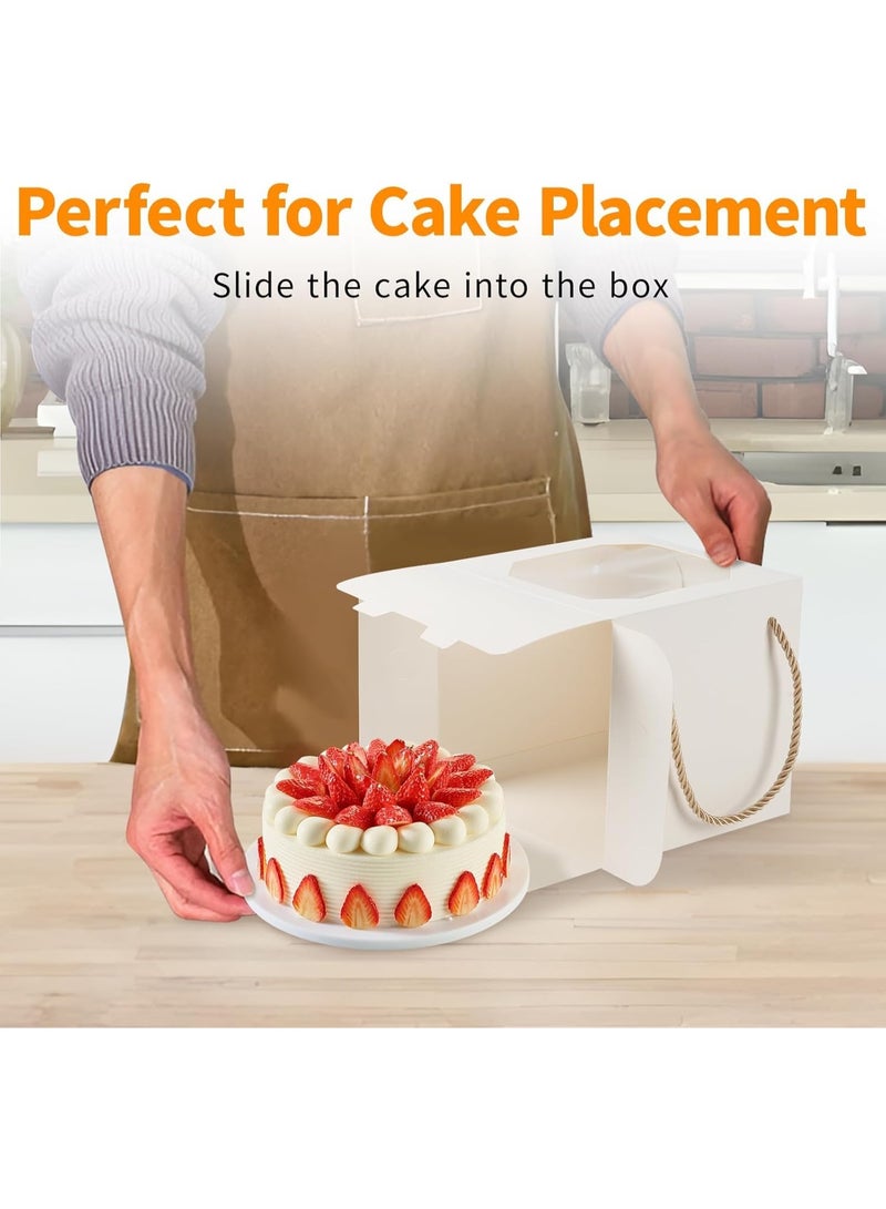 Bukela White Cake Box With Window From , 20 Pieces, Baked Goods Box With Cake Boards And Handles, Suitable For Packing 3-Inch Or 4-Inch Biscuit Tins,  Paper Gift Box For Pastries, Cookies, Pies, Doughnuts And Macarons. - Image 5