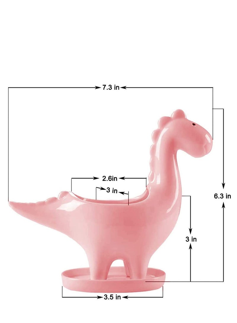SYOSI Succulent Planter Pot Dinosaur Shape Ceramic Planter Pot with Drainage Tray Multipurpose Bonsai Plant Vase Creative Cactus Flower Pot with Drain Hole - Home Office Garden Decoration - Image 4