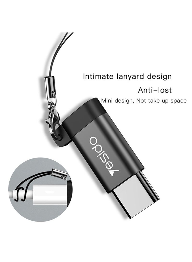 Yesido Yesido GS04 Type-C to Micro USB Mini Connector Adapter with Keychain Black - Image 3