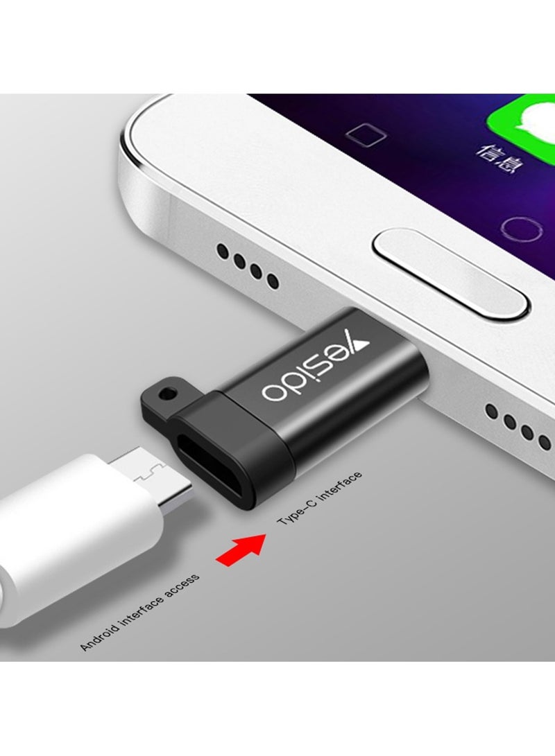 Yesido Yesido GS04 Type-C to Micro USB Mini Connector Adapter with Keychain Black - Image 4