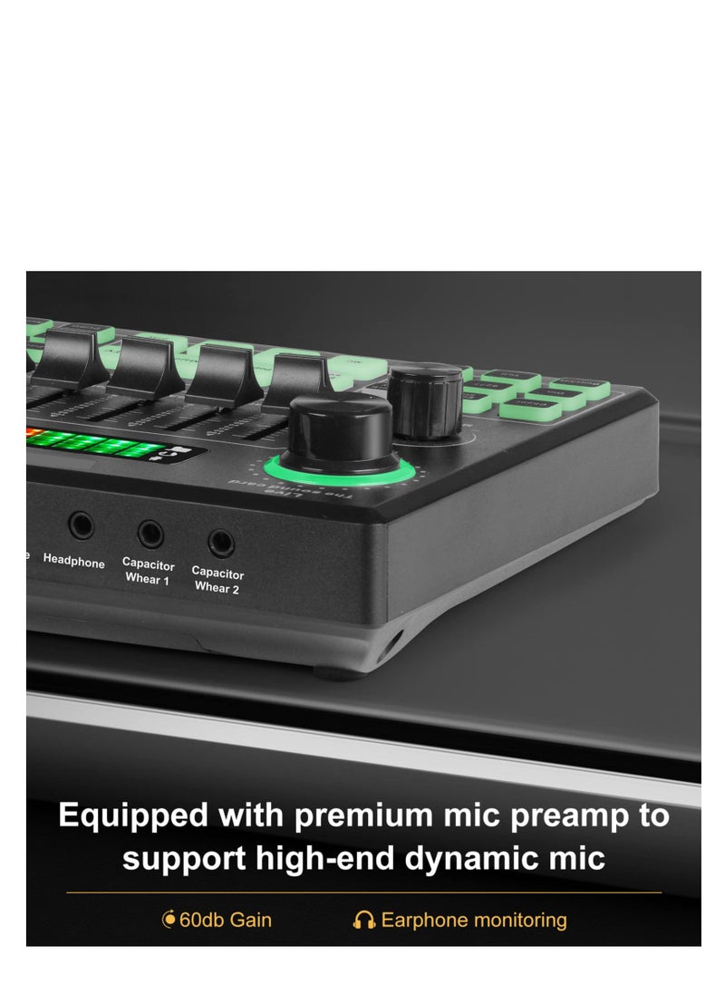 Excefore - Live Sound Card Audio Mixer, Bluetooth Audio Mixer, Podcast Audio Interface with DJ Mixer Effects, Podcast Production Studio Equipment, Prefect for Streaming/Podcasting/Gaming - Image 1