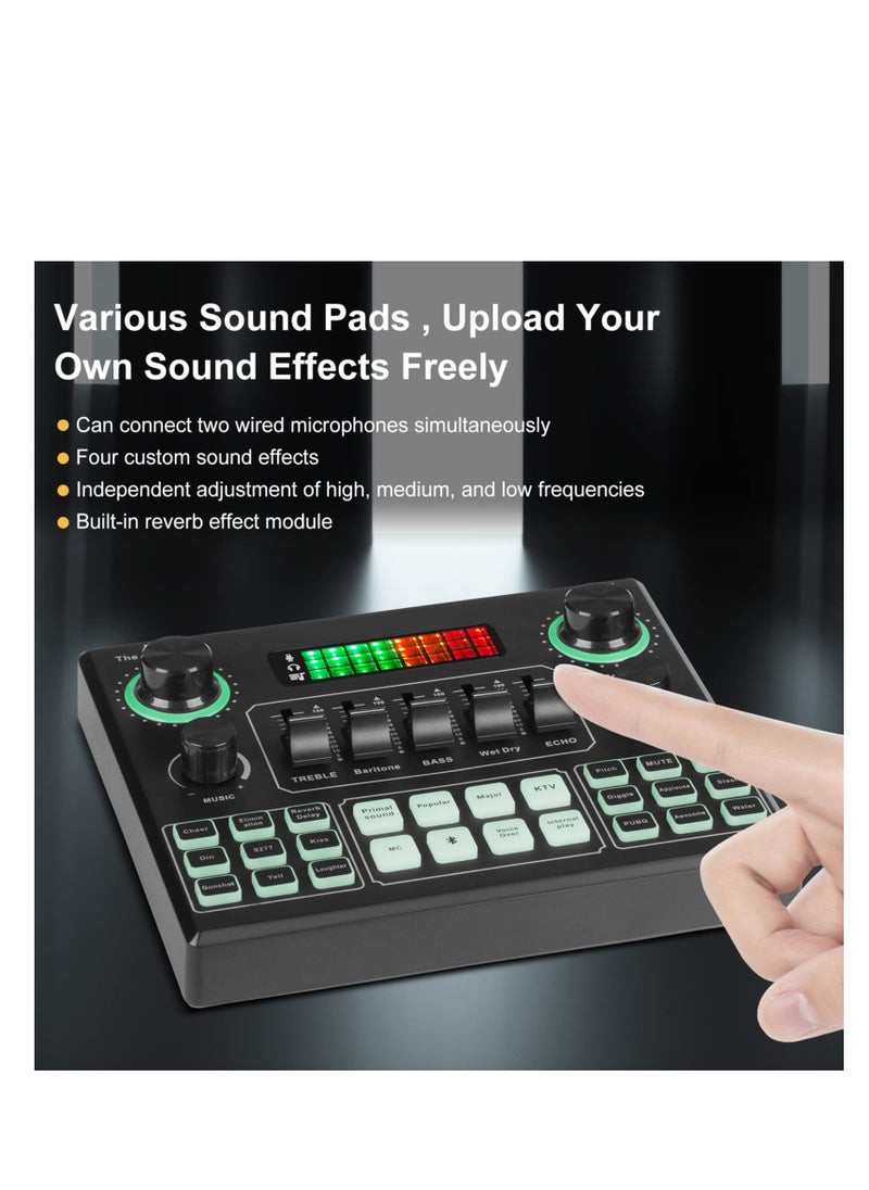 Excefore - Live Sound Card Audio Mixer, Bluetooth Audio Mixer, Podcast Audio Interface with DJ Mixer Effects, Podcast Production Studio Equipment, Prefect for Streaming/Podcasting/Gaming - Image 1