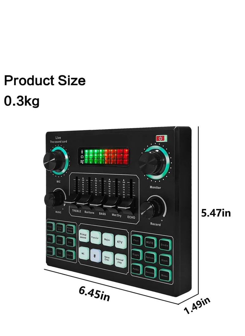 Excefore - Live Sound Card Audio Mixer, Bluetooth Audio Mixer, Podcast Audio Interface with DJ Mixer Effects, Podcast Production Studio Equipment, Prefect for Streaming/Podcasting/Gaming - Image 1