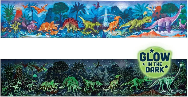 Hape Hape Dinosaurs Puzzle 1.5 Meter Long | 200 Pieces Colorful Giant Glow-in-The-Dark Jigsaw for Children 6+ Years