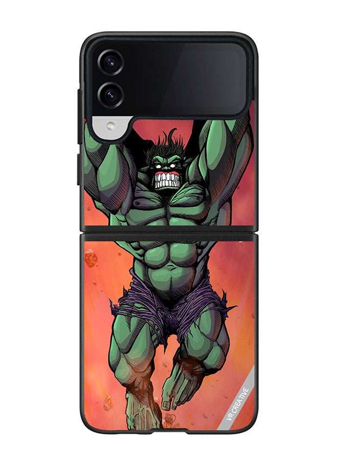 VR CREATIVE Protective Case Cover For Samsung Galaxy Z Flip4 Hulk Angry Design Multicolour - Image 1