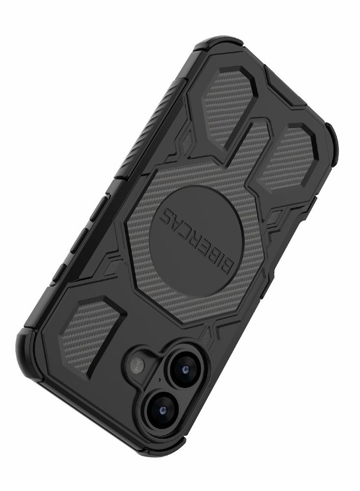 BIBERCAS For iPhone 16 Case Compatible with MagSafe Anti Drop TPU + PC Phone Cover - Black - Image 3