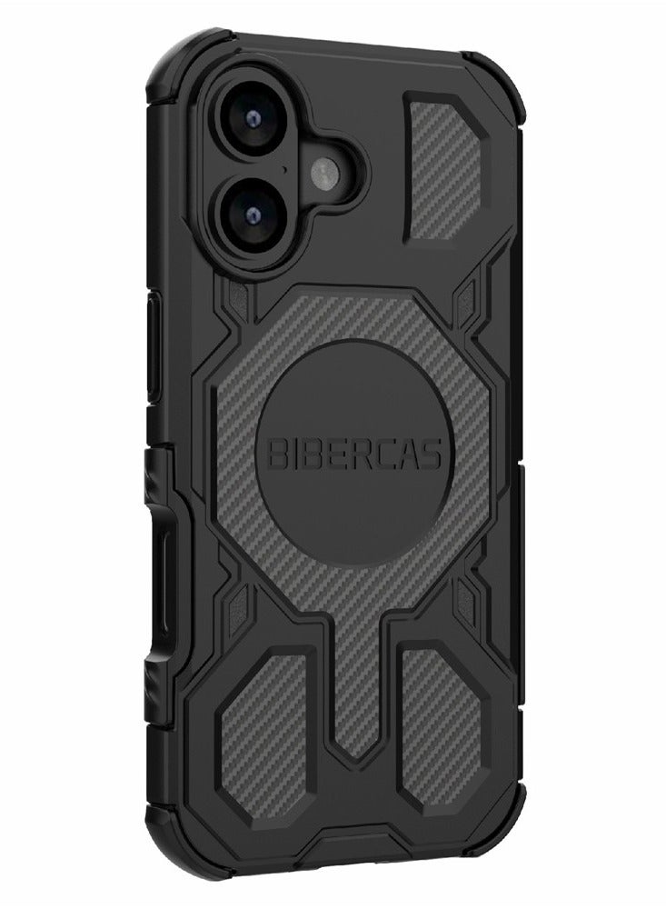 BIBERCAS For iPhone 16 Case Compatible with MagSafe Anti Drop TPU + PC Phone Cover - Black - Image 2