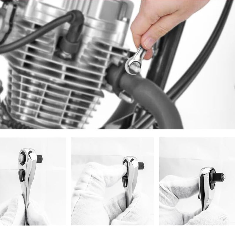 Eyech 14 Mini Ratchet Wrench 72 Teeth Driver Socket and Screwdriver Bit Hex Quick Release Double Headed Ratchet Wrench Dualuse Spanner Multifunctional Hand Tools - Image 5