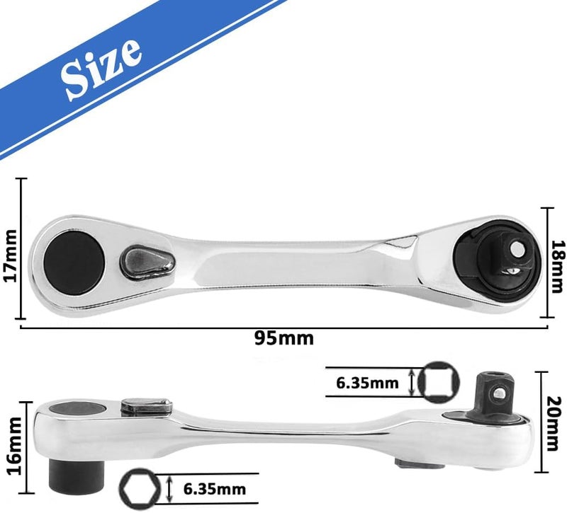 Eyech 14 Mini Ratchet Wrench 72 Teeth Driver Socket and Screwdriver Bit Hex Quick Release Double Headed Ratchet Wrench Dualuse Spanner Multifunctional Hand Tools - Image 2