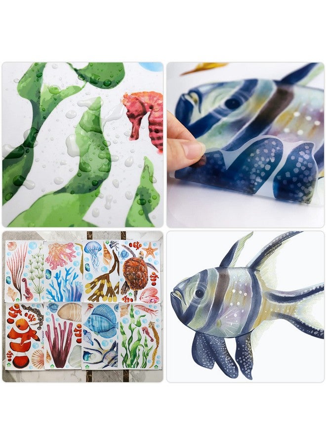 RAINBOW WSK RW-1045 Colorful Ocean Animals Wall Decals 3D Undersea Marine Animals Wall Stickers DIY Removable Fish Coral Starfish Seaweed Sea View Animals Wall Art Decor for Kids Baby Bedroom Living Room Nursery - Image 3