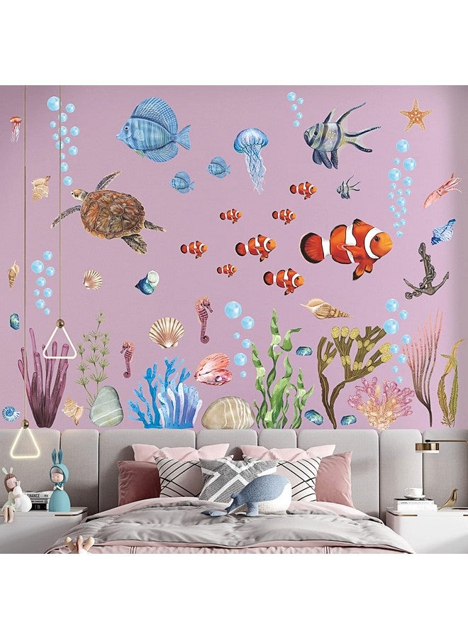 RAINBOW WSK RW-1045 Colorful Ocean Animals Wall Decals 3D Undersea Marine Animals Wall Stickers DIY Removable Fish Coral Starfish Seaweed Sea View Animals Wall Art Decor for Kids Baby Bedroom Living Room Nursery - Image 5